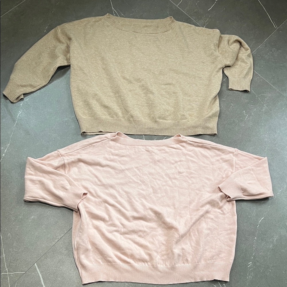 Women's Beige and Pink Sweater Set